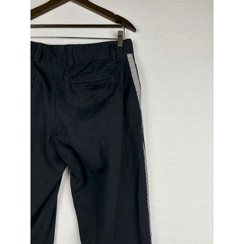 Levi's Line‎ 8 Mens Black Cotton Trousers Grey Side Stripe Pants 34x30